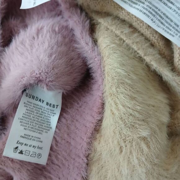 Sunday best womens small pink cropped sweater Hollister tan lot of 2 fuzzy soft - Picture 9 of 10